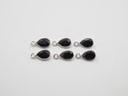 Black Onyx Silver Bezel 7x5 mm, Single Connector, Black Onyx Charm