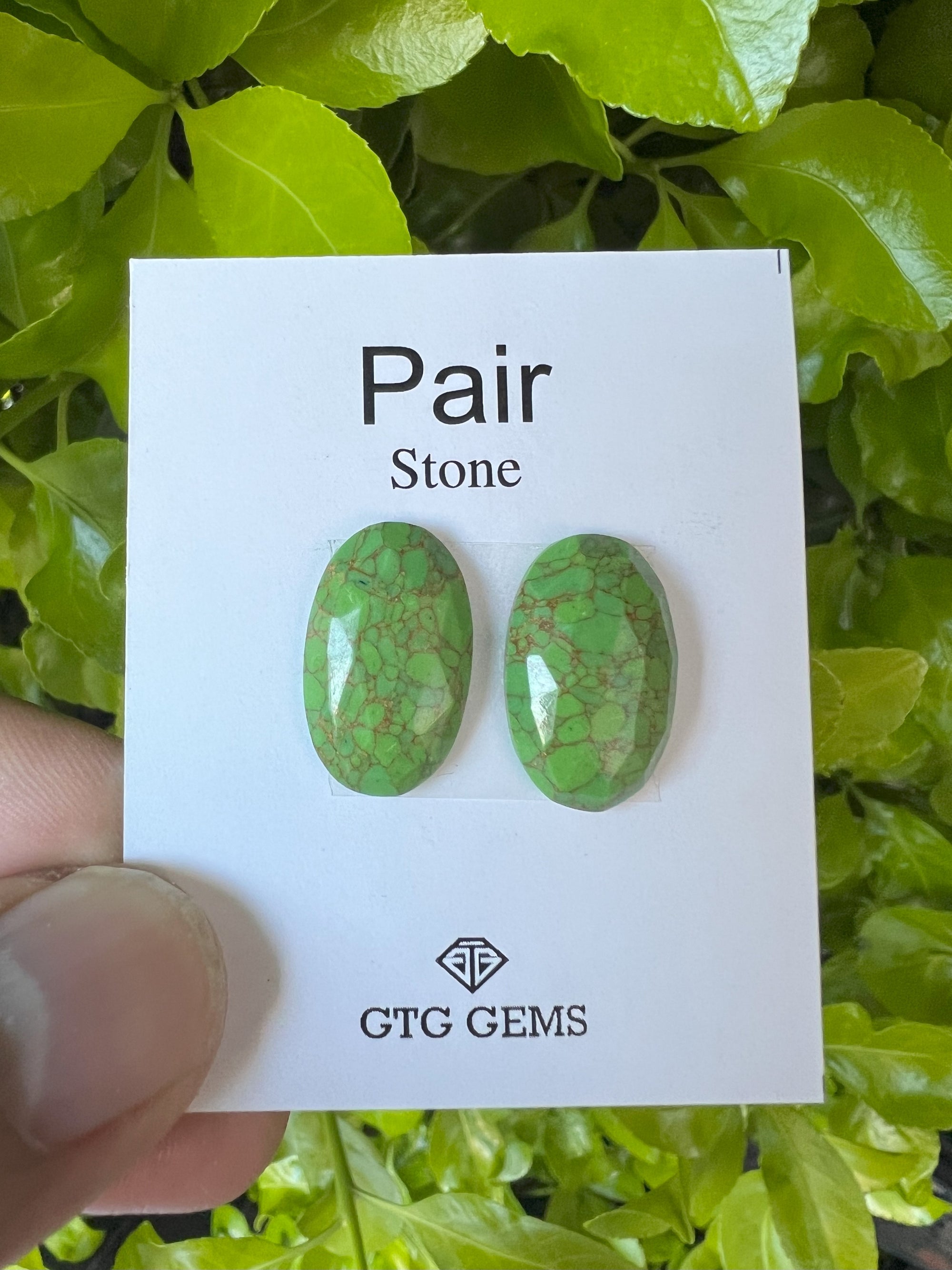 Rose cut Green Copper Turquoise  Matching Pair  Approximately 13.50 Carat