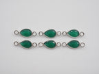 Green Onyx Silver Bezel 7x5 mm, Double Connector, Approximately 8.81 carat (GTG-SBO-6)