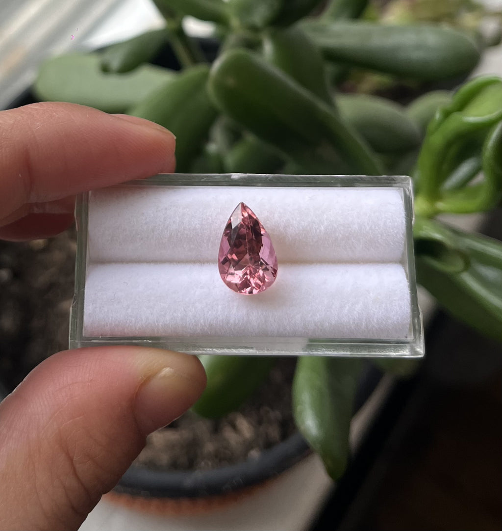 Pink Tourmaline Faceted Pear Shape  12.1x8mm Approximately 3.72 Carat