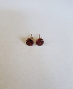 14K Yellow Gold Garnet  6mm Round  Stud, Garnet Earring, Birthstone Stud