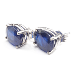 Blue Sapphire Oval 9x7 mm Stud Earrings in 14K White Gold, 4.94  Carat