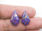 Copper Purple Turquoise Drilled Matching Pair Cabochon Kite Shape 20x 12mm | Side Drilled
