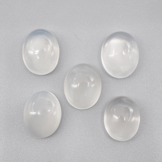 White Moonstone Cabs Oval 10x8mm Approximately 12.21 Carat, 5 Pieces