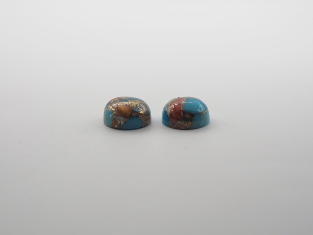 Oyster Copper Turquoise Cabochon Round 10mm Approximately 8.3 Carat (GTG-OT-19)