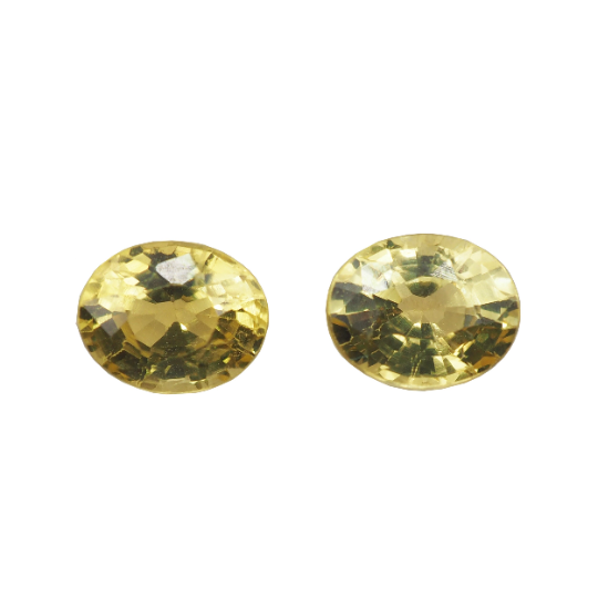 Yellow Sapphire Oval Shape 6x5x3.5mm  Matching Pair Approximately 1.90 Carat