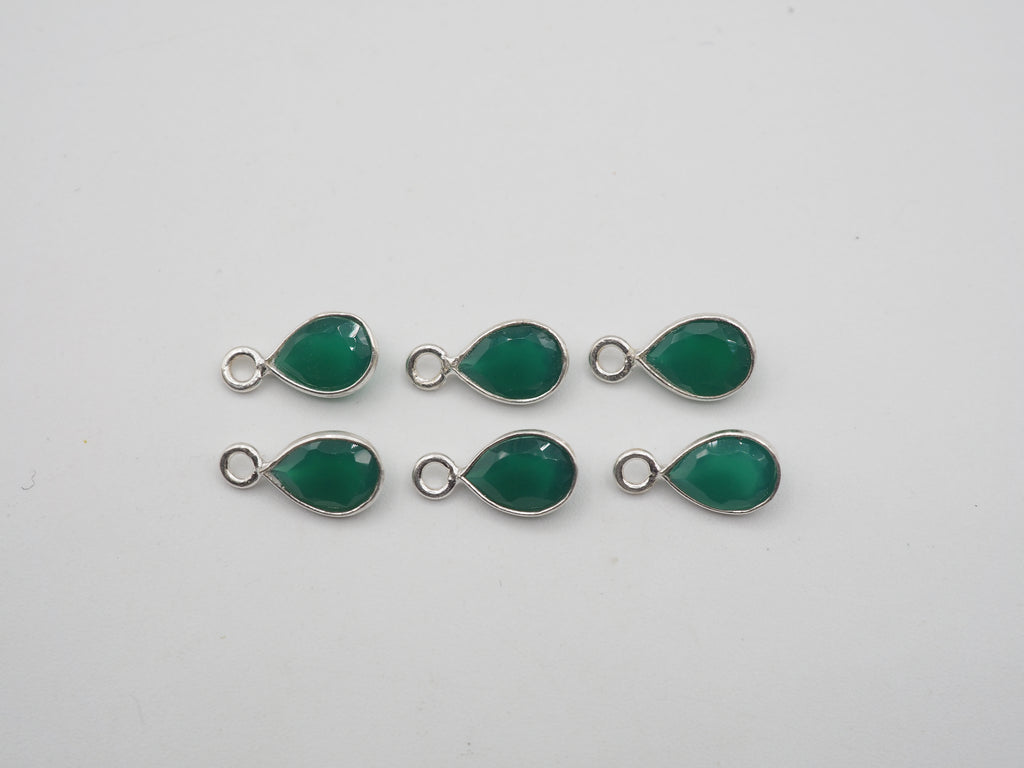 Green Onyx Silver Bezel 6x5 mm, Single Connector, Approximately 7.10 carat (GTG-SBO-5)