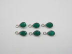 Green Onyx Silver Bezel 6x5 mm, Single Connector, Approximately 7.10 carat (GTG-SBO-5)