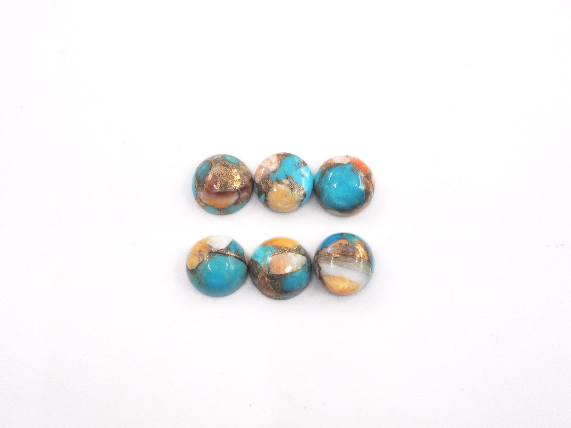 Oyster Copper Turquoise Cabs Round 7.5mm Approximately 6.1 Carat