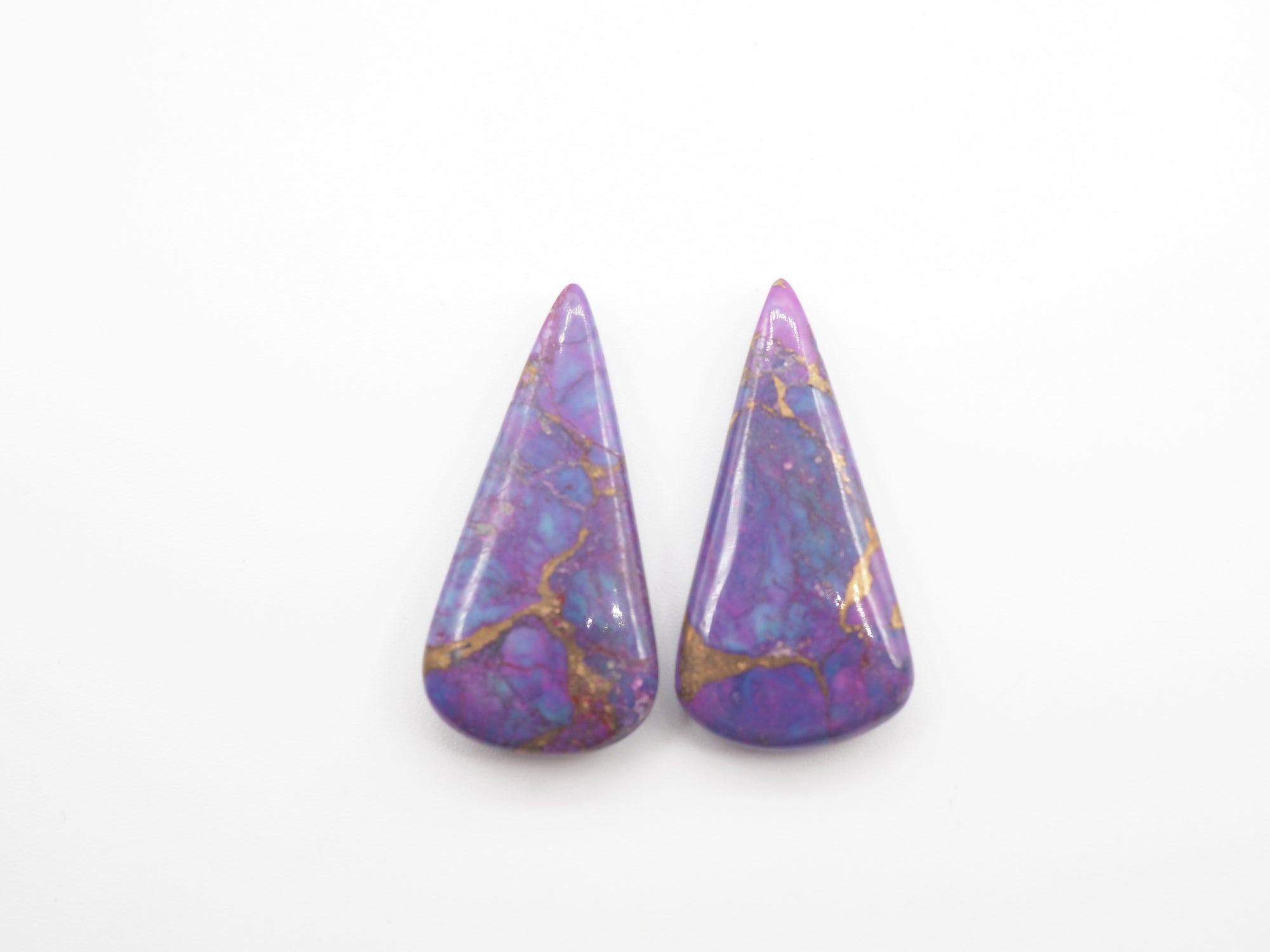 Copper Purple Turquoise  Drilled  Cabochon Almond Shape 30x15mm