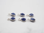 Lapis Silver Bezel 5mm , Single Connector, 925 Sterling Silver