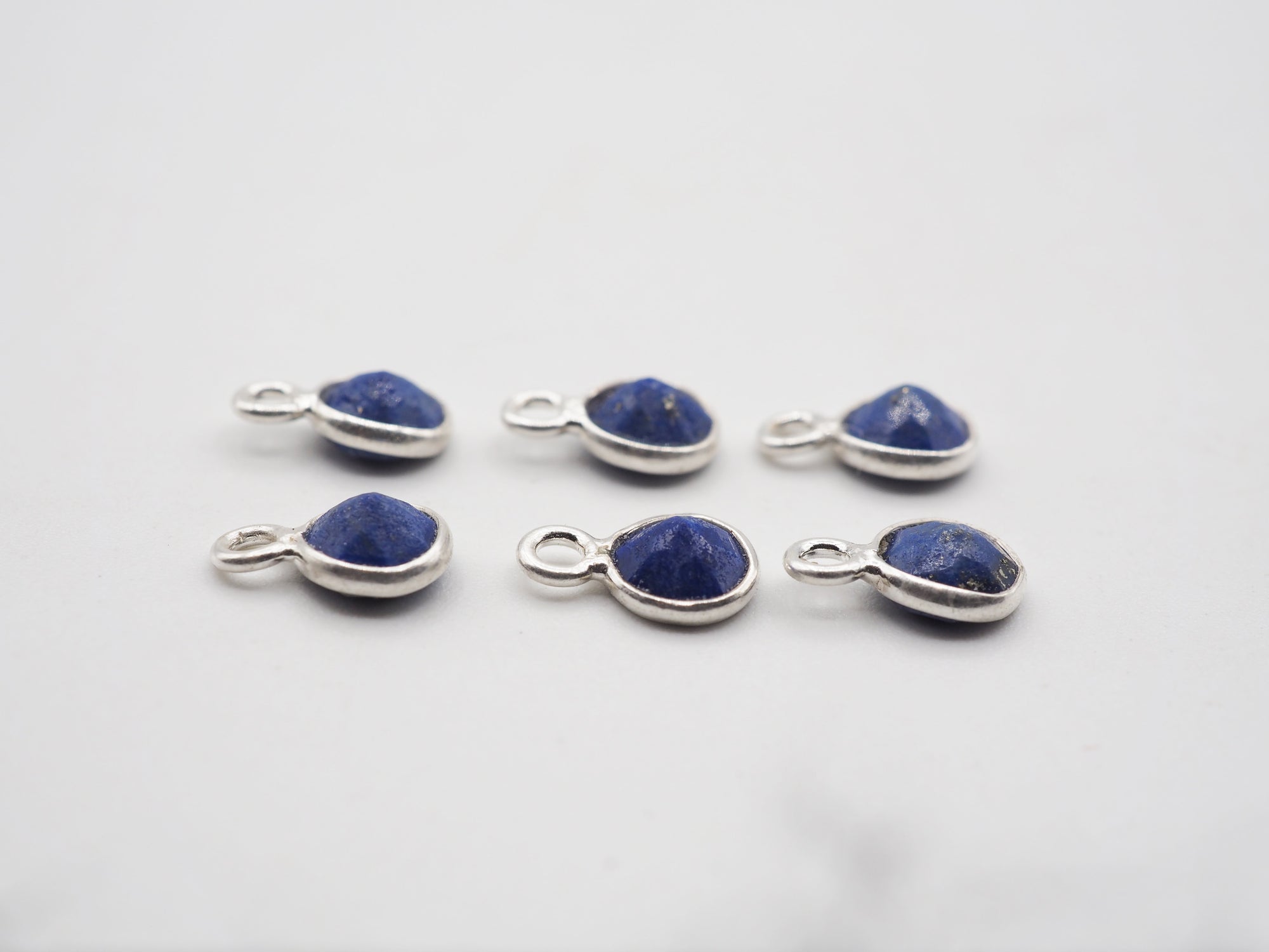 Lapis Silver Bezel 5mm , Single Connector, 925 Sterling Silver