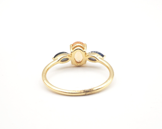18K Yellow Gold Imperial Topaz and Blue Sapphire Rings