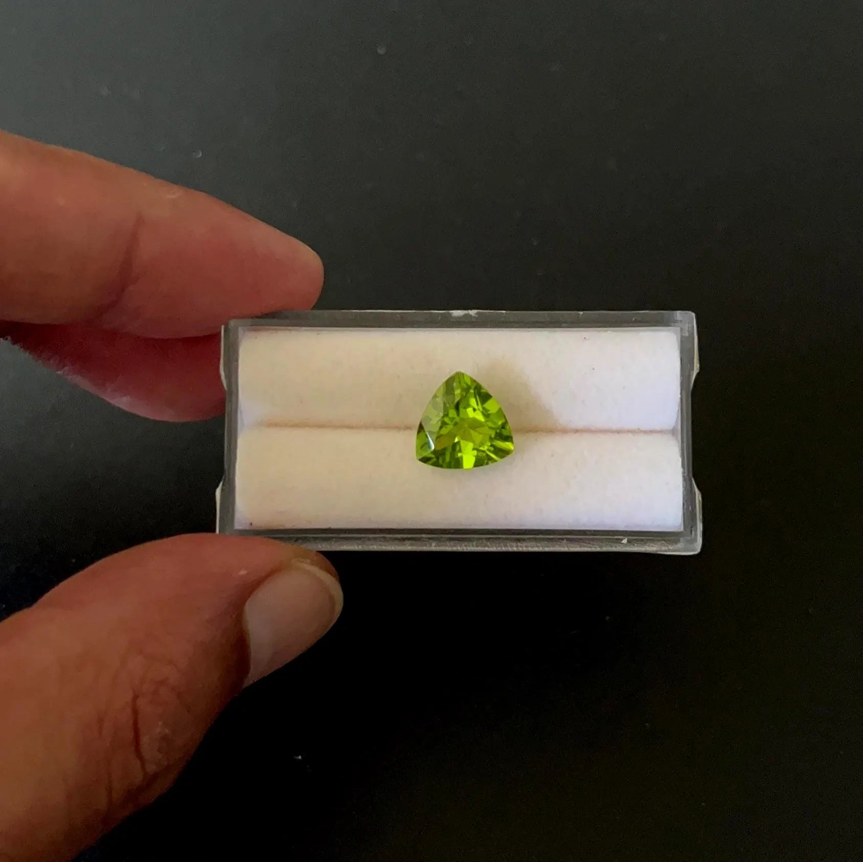 Peridot Trillion Shape Faceted 10 x 10 mm Single Piece Approximately 3.63 Carat (GTG-P-110)