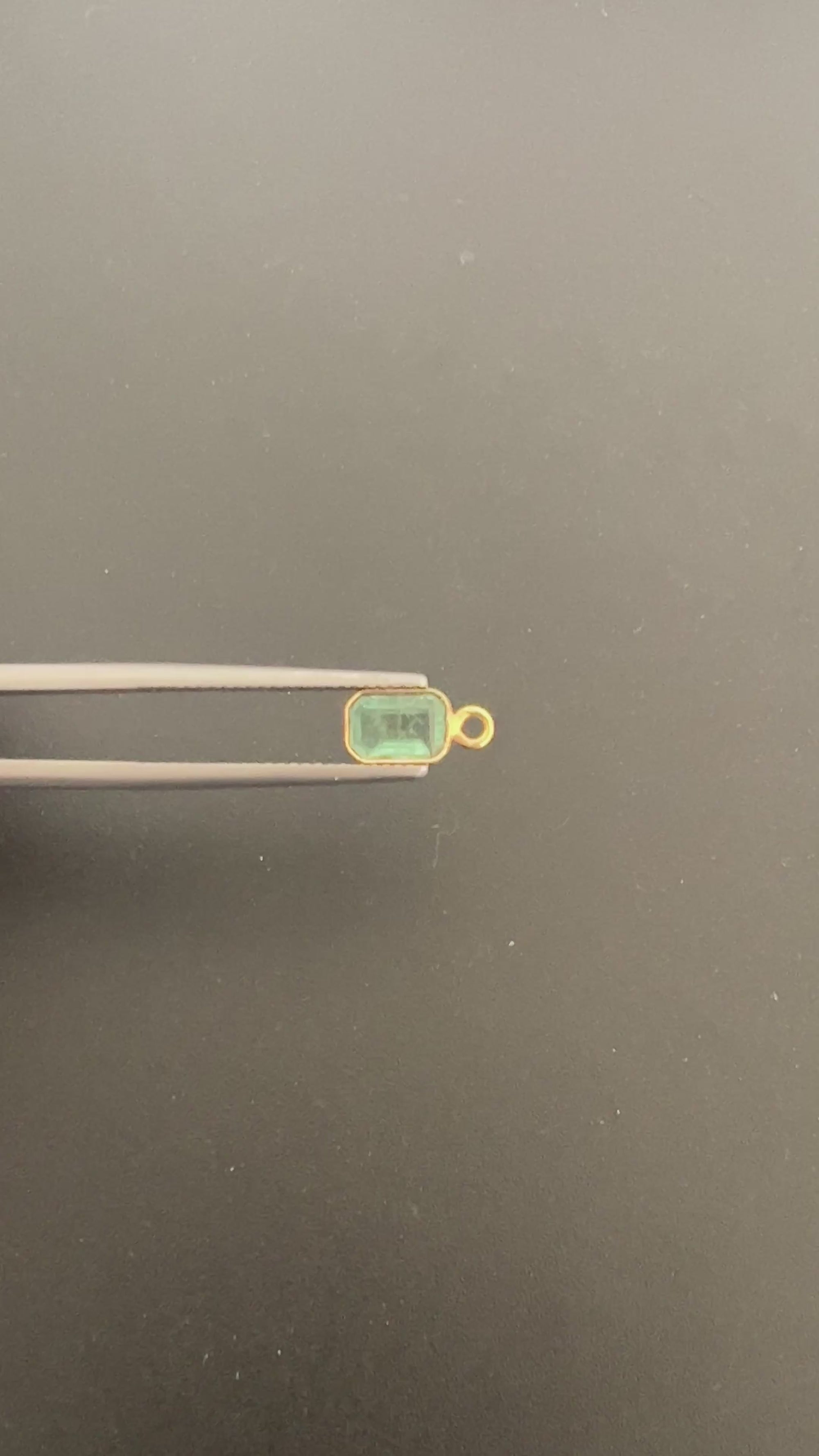 Gold Filled Zambian Emerald 7.5x5.5 mm Single Piece, Emerald Charm