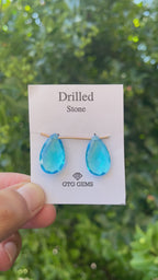 Hydro Drilled Faceted Blue Topaz, 22x13mm  Approximately 14.50 Carat (GTG-HBT-2)