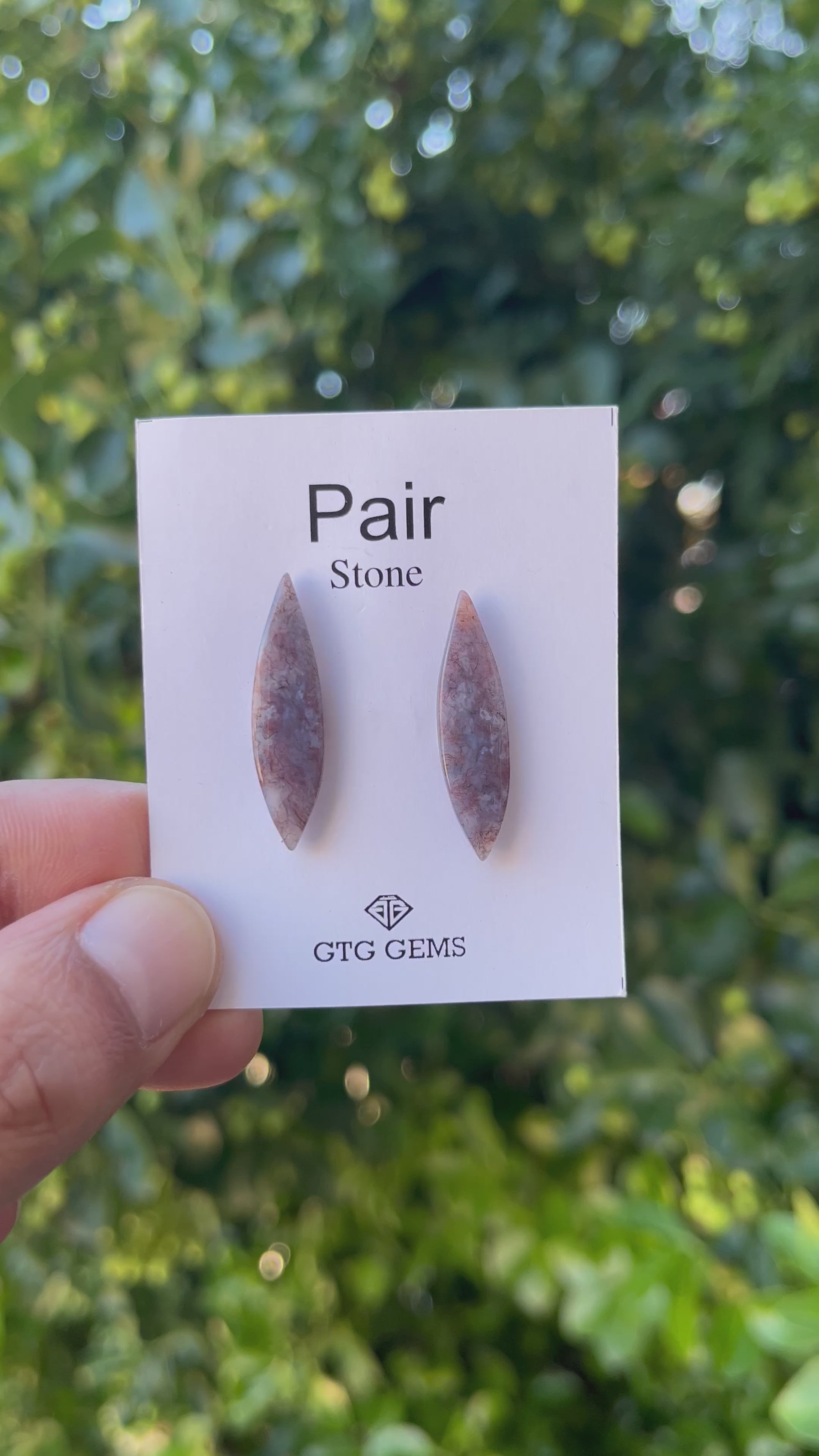 Moss Agate 29x8 mm Matching Pair Cabochon Approximately 10 Carat (GTG-MMA-5)