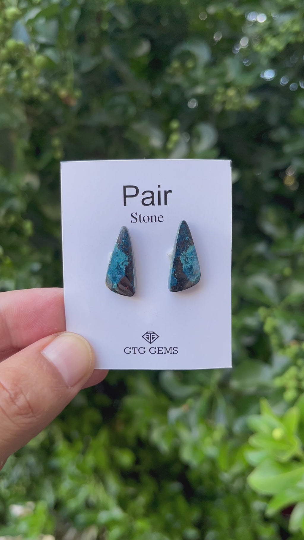 Natural  Azurite Matching Pair Cabochon, 21x9 mm, Approximately 17.5 carat (GTG-MAC-5)