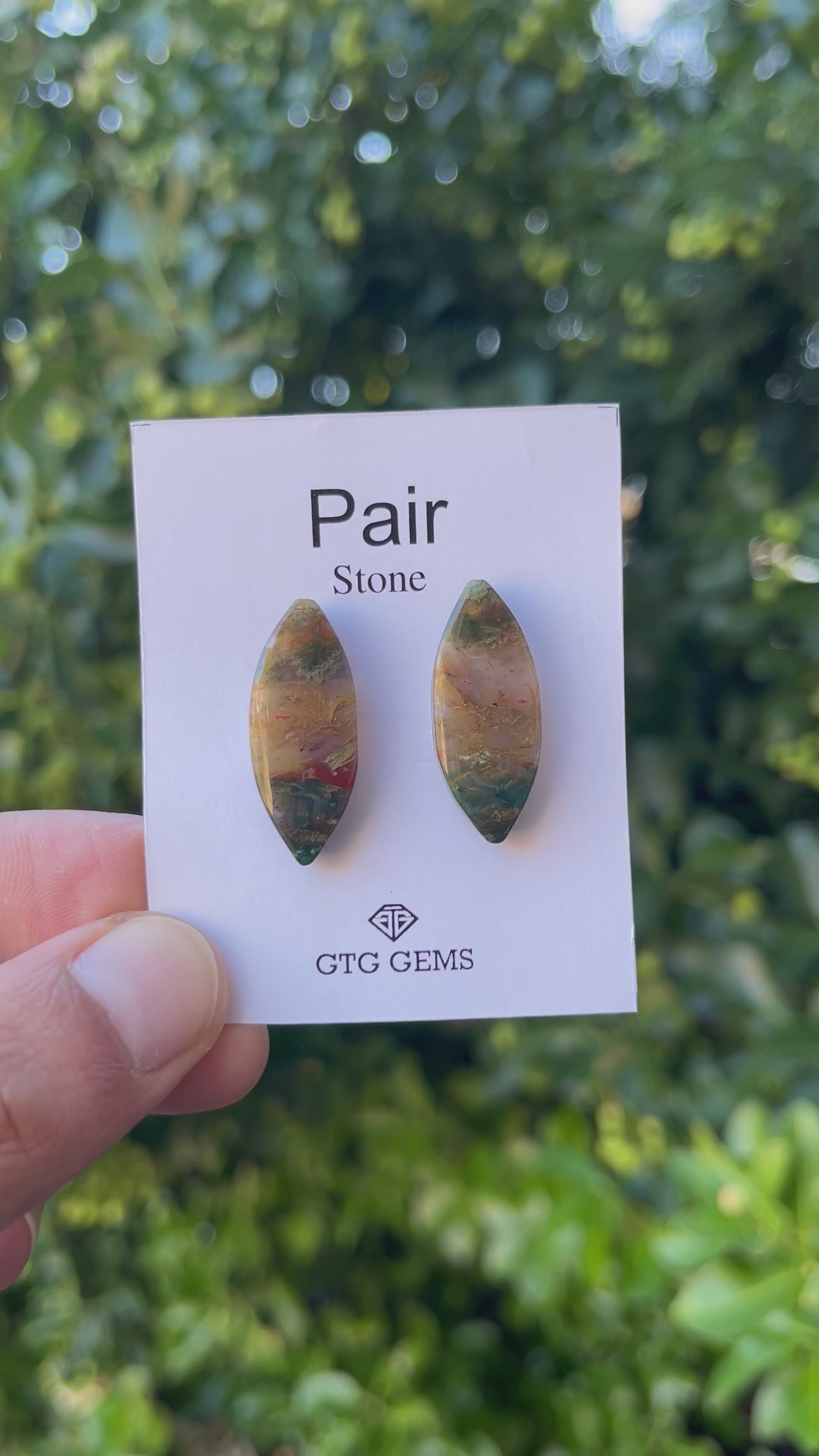 Blood Stone 27x11mm Matching Pair Cabochon Approximately 25.5 Carat (GTG-MBS-5)
