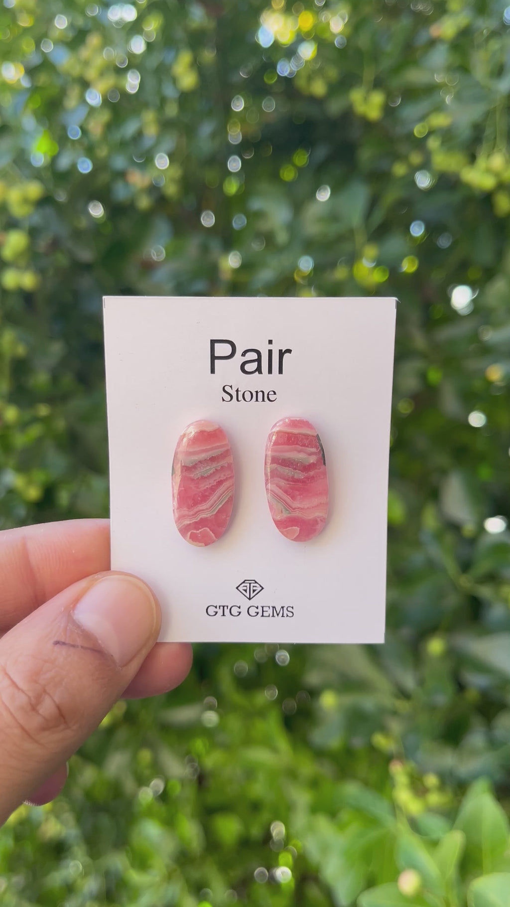 Rhodochrosite 23x11mm Matching Pair Cabochon Approximately 20.50 Carat (GTG-MCR-9)