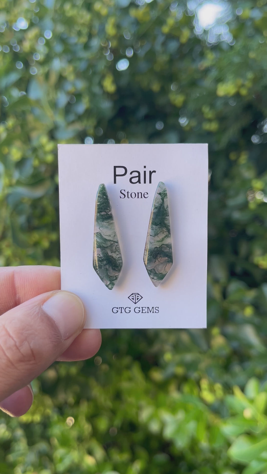 Moss Agate 36x10mm Matching Pair Cabochon Approximately 23.50 Carat (GTG-MMA-4)