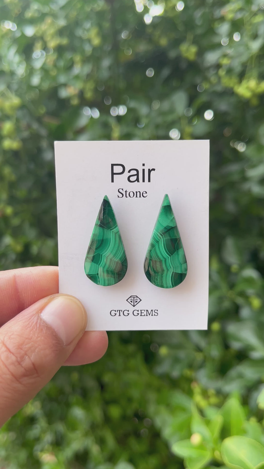 Malachite 31x14mm Matching Pair Cabochon Approximately 38 Carat (GTG-MMC-19)