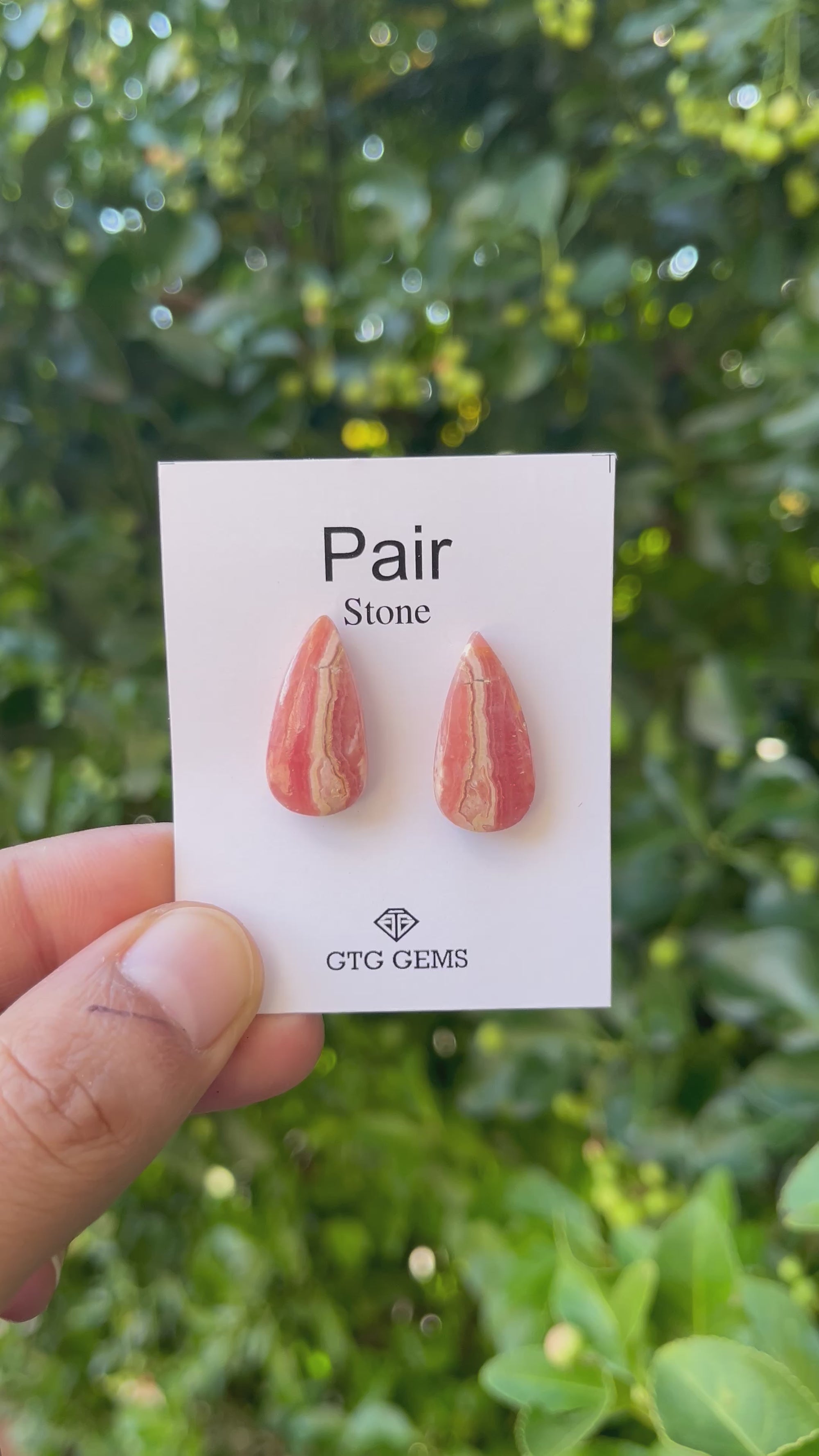 Rhodochrosite 23x11mm Matching Pair Cabochon Approximately 22.50 Carat (GTG-MCR-14)