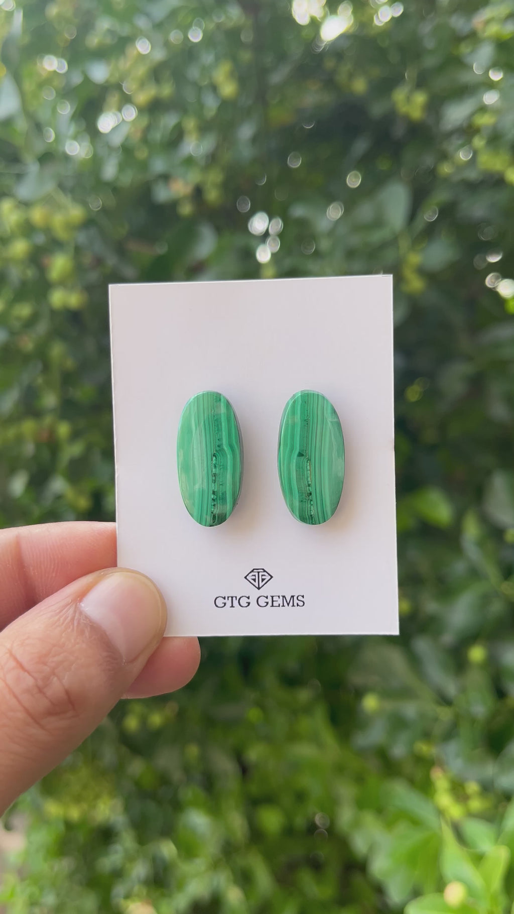 Malachite 24x12mm Matching Pair Cabochon
