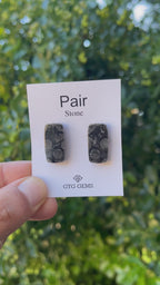 Black Fossil, Cabochon Matching Pair 21x11 mm, Approximately 21 carat (GTG-MBF-10)