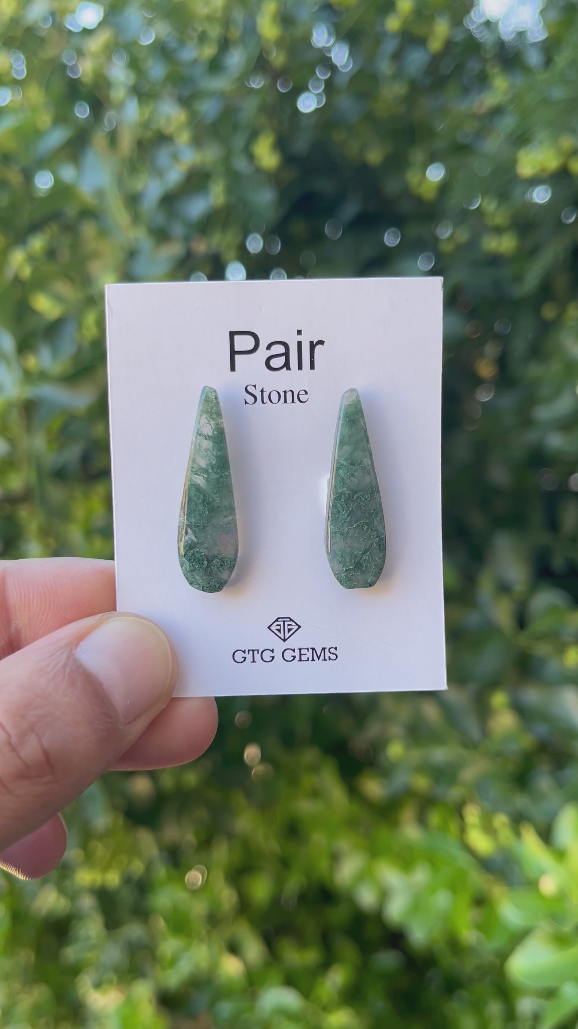 Moss Agate 30x9mm Matching Pair Cabochon Approximately 18.5 Carat (GTG-MMA-2)