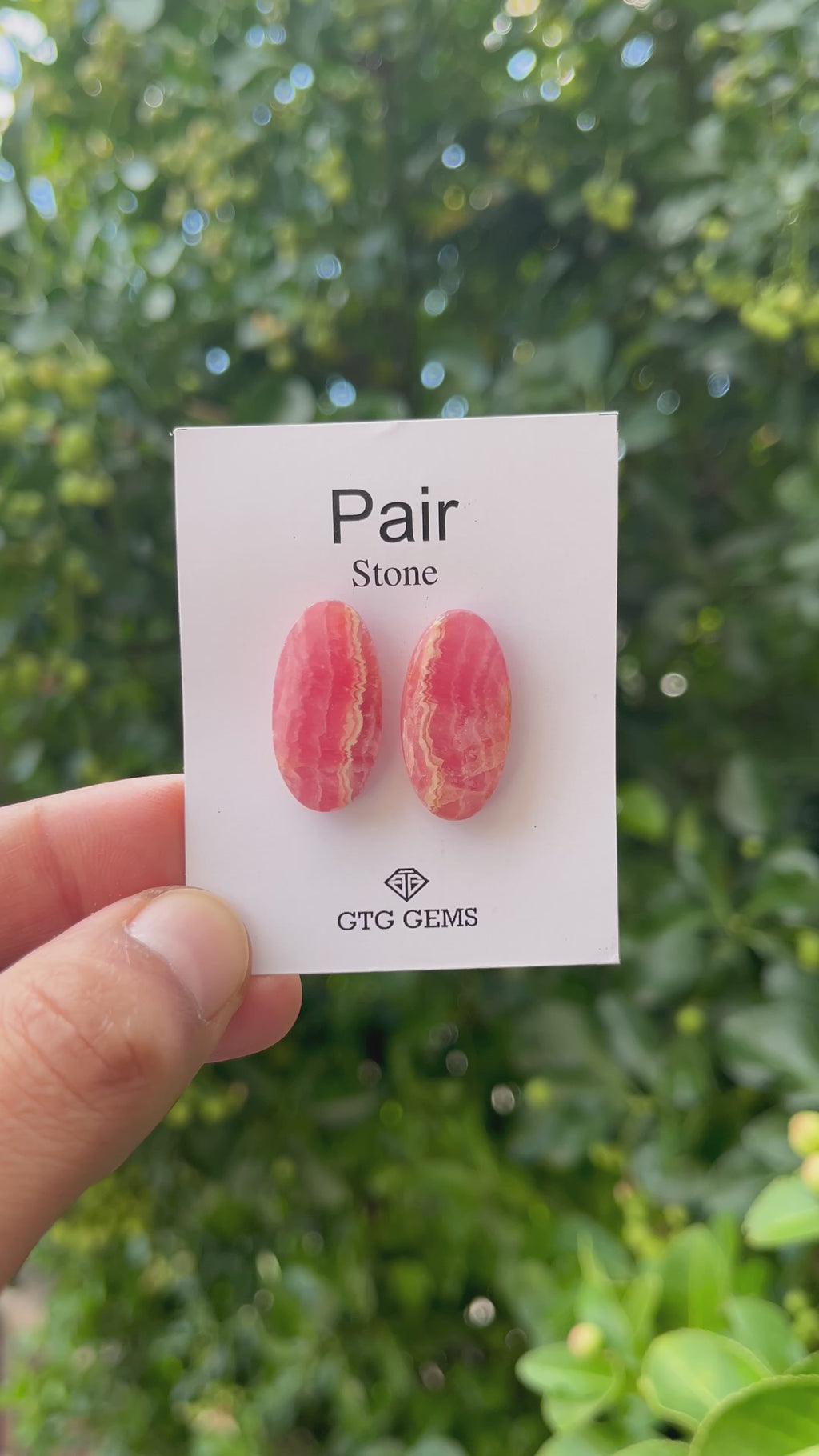 Rhodochrosite 24x12mm Matching Pair Cabochon Approximately 34 Carat (GTG-MCR-29)