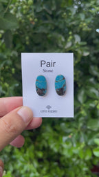 Natural  Azurite Matching Pair Cabochon, 20.5x11 mm, Approximately 25.5 carat (GTG-MAC-1)