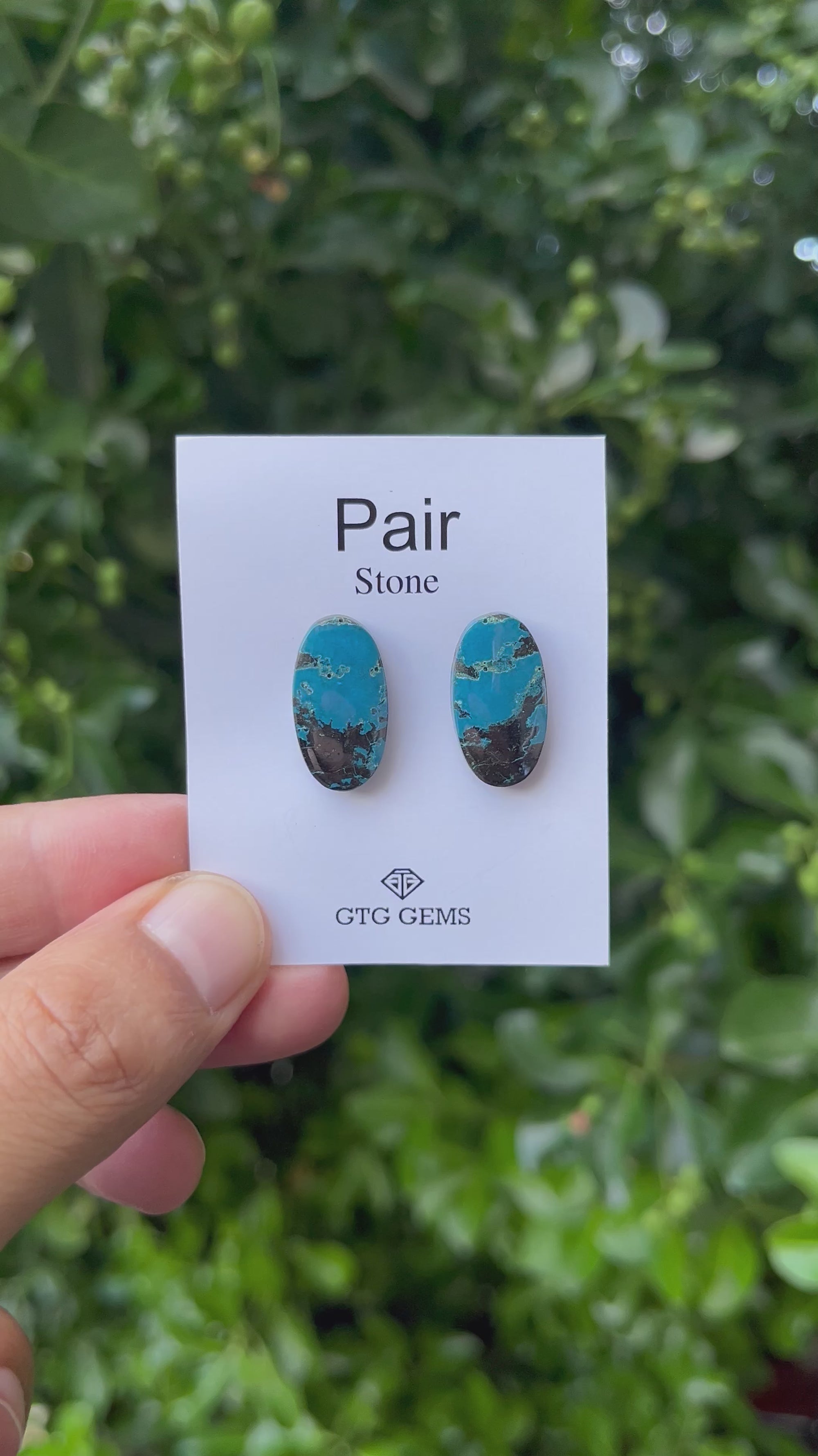 Natural  Azurite Matching Pair Cabochon, 20.5x11 mm, Approximately 25.5 carat (GTG-MAC-1)