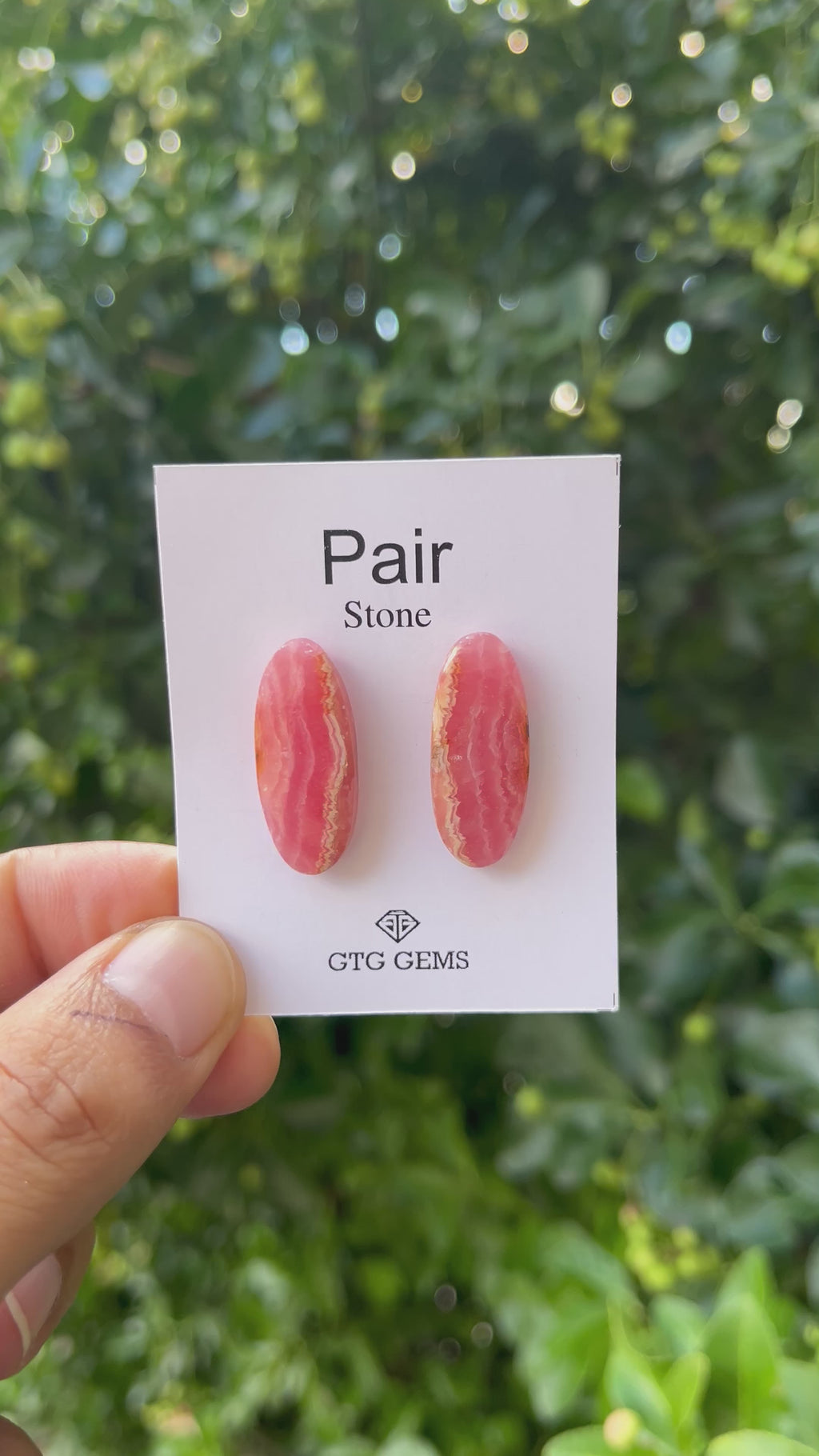 Rhodochrosite 27x11mm Matching Pair Cabochon Approximately 32 Carat (GTG-MCR-7)