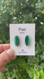 Malachite 21x11mm Matching Pair Cabochon Approximately 25.5 Carat (GTG-MMC-13)