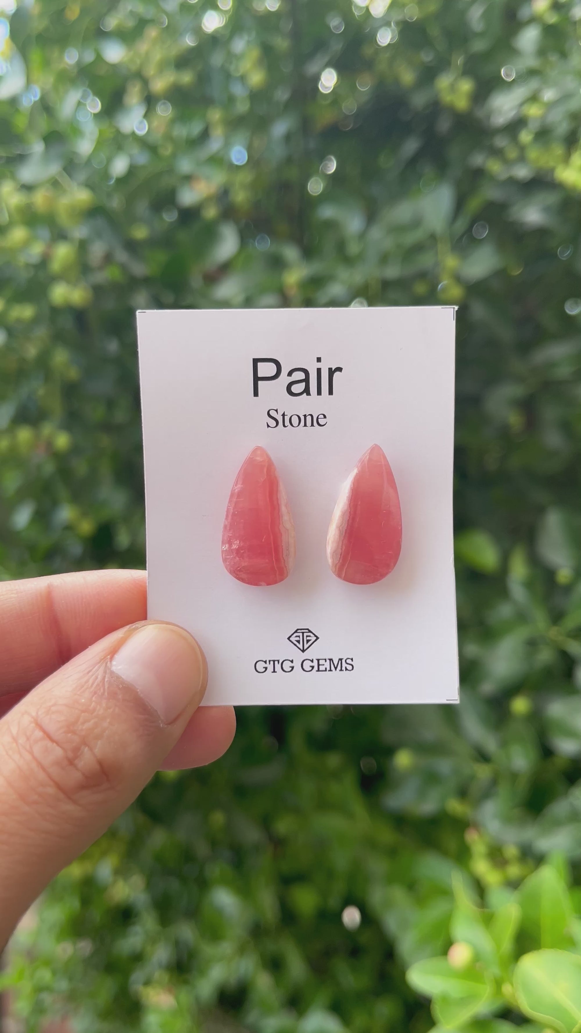 Rhodochrosite 23x12mm Matching Pair Cabochon Approximately 27 Carat (GTG-MCR-30)