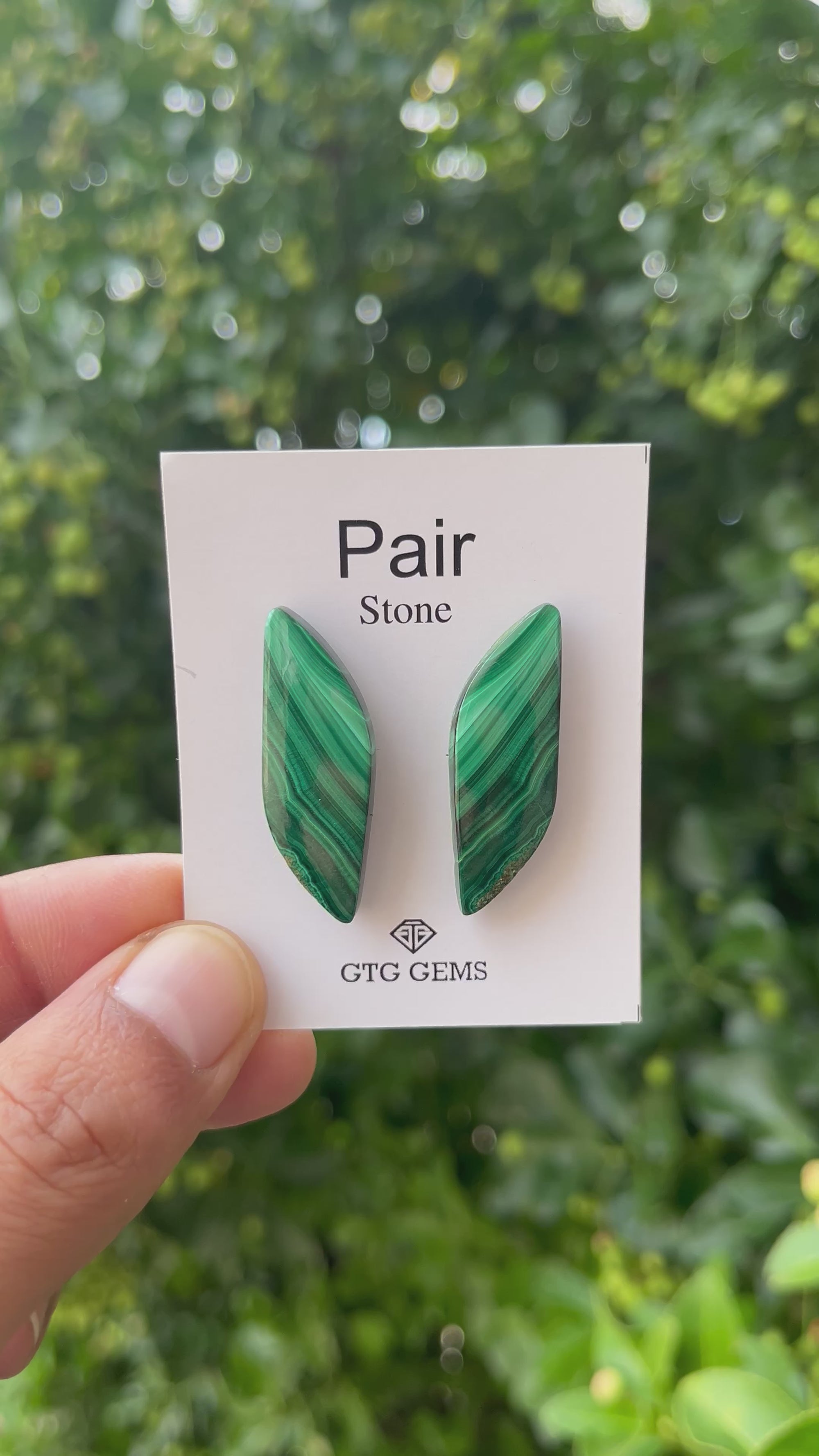 Malachite 34x12mm Matching Pair Cabochon Approximately 46 Carat (GTG-MMC-22)
