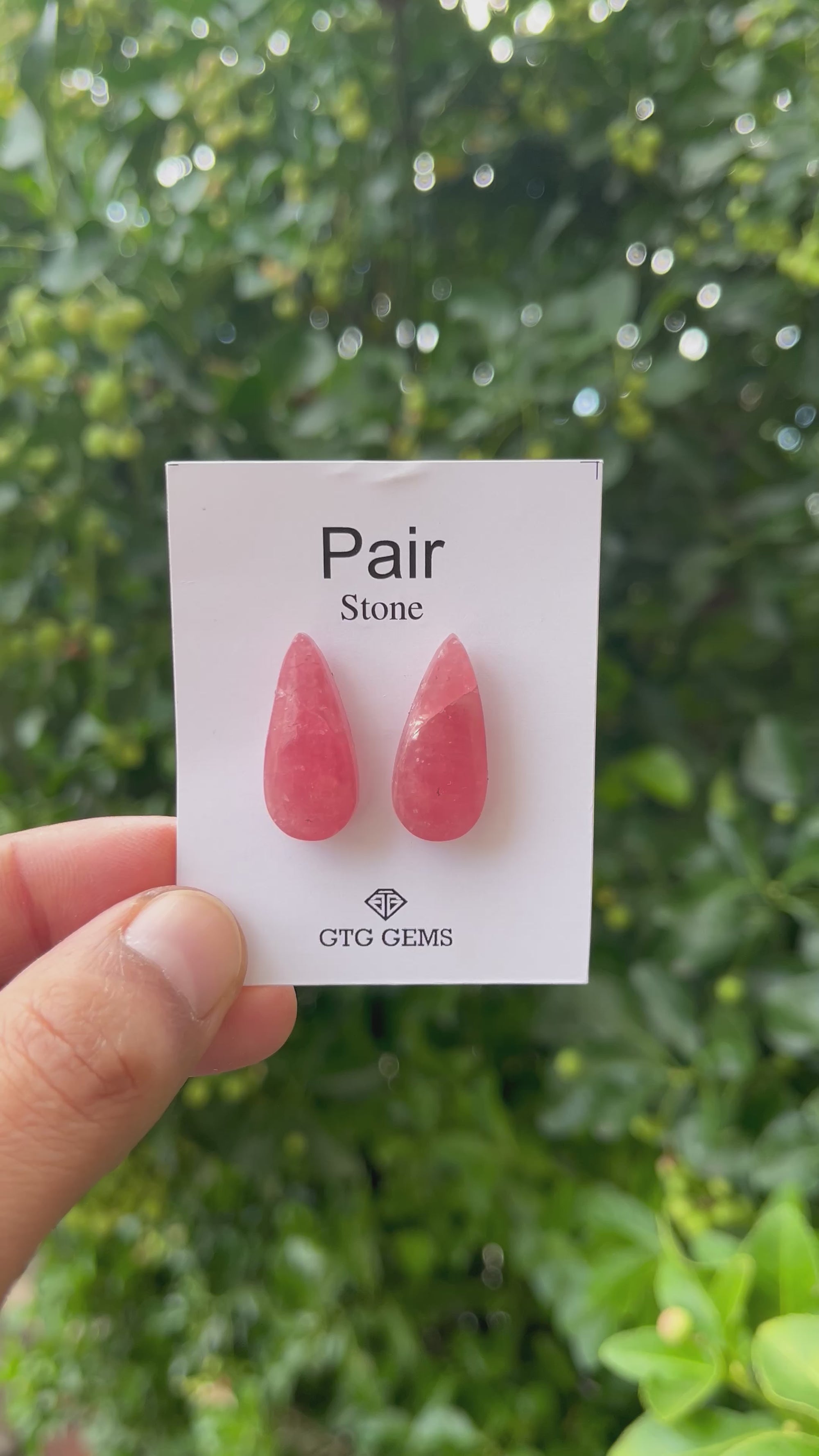 Rhodochrosite 25x11mm Matching Pair Cabochon Approximately 31.50 Carat (GTG-MCR-34)