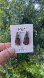 Blood Stone Jasper 32x13mm Matching Pair Cabochon Approximately 29.5 Carat (GTG-MBS-1)