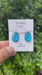 Hydro Drilled Faceted London Blue Topaz, 22x13mm  Approximately 14.50 Carat (GTG-HLB-6)