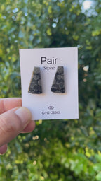 Black Fossil, Cabochon Matching Pair 24x13 mm, Approximately 20 carat (GTG-MBF-12)