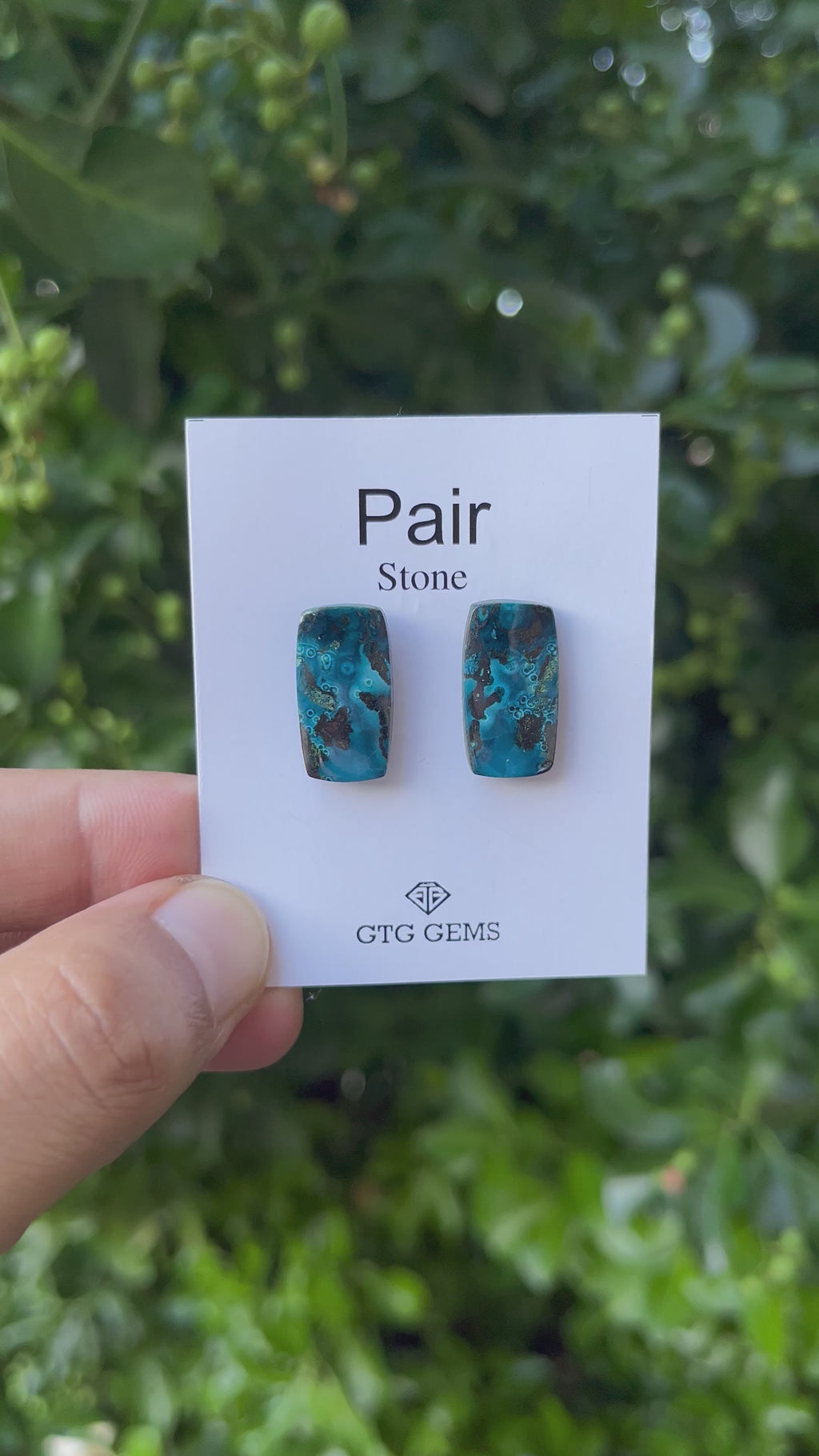 Natural  Azurite Matching Pair Cabochon, 19.5x10.5 mm, Approximately 23.5 carat (GTG-MAC-9)