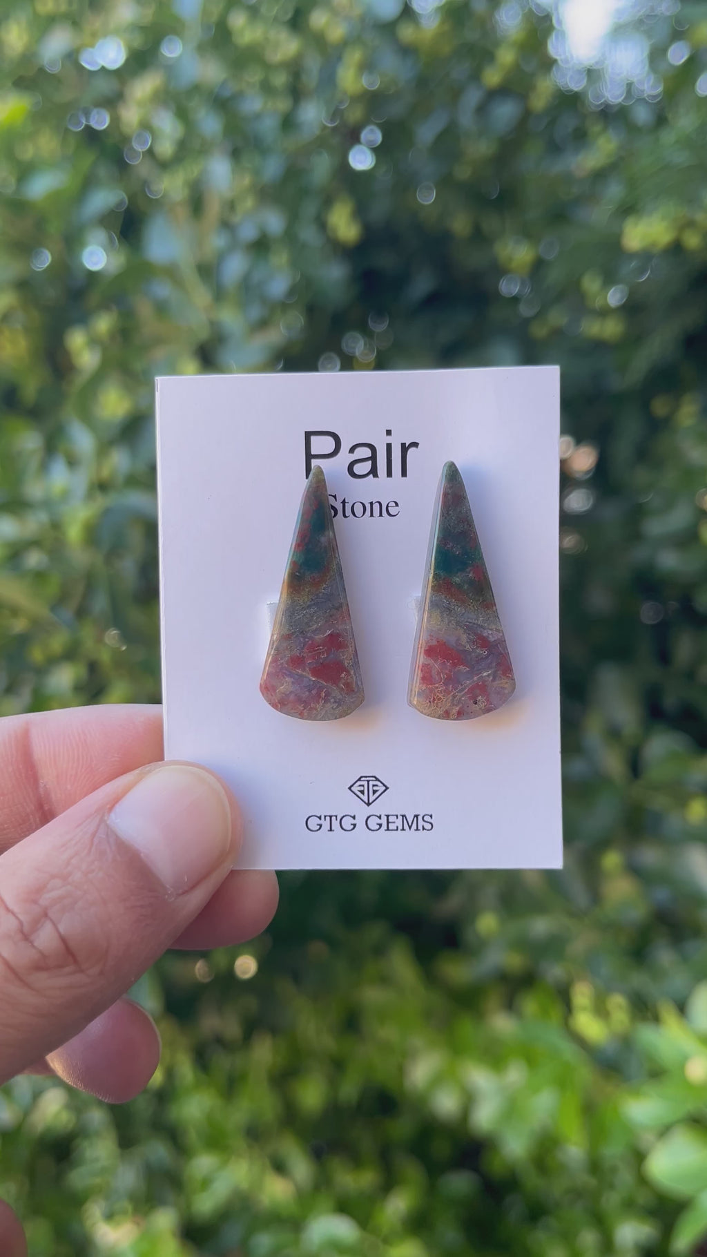 Blood Stone 32x13mm Matching Pair Cabochon Approximately 30 Carat (GTG-MBS-2)