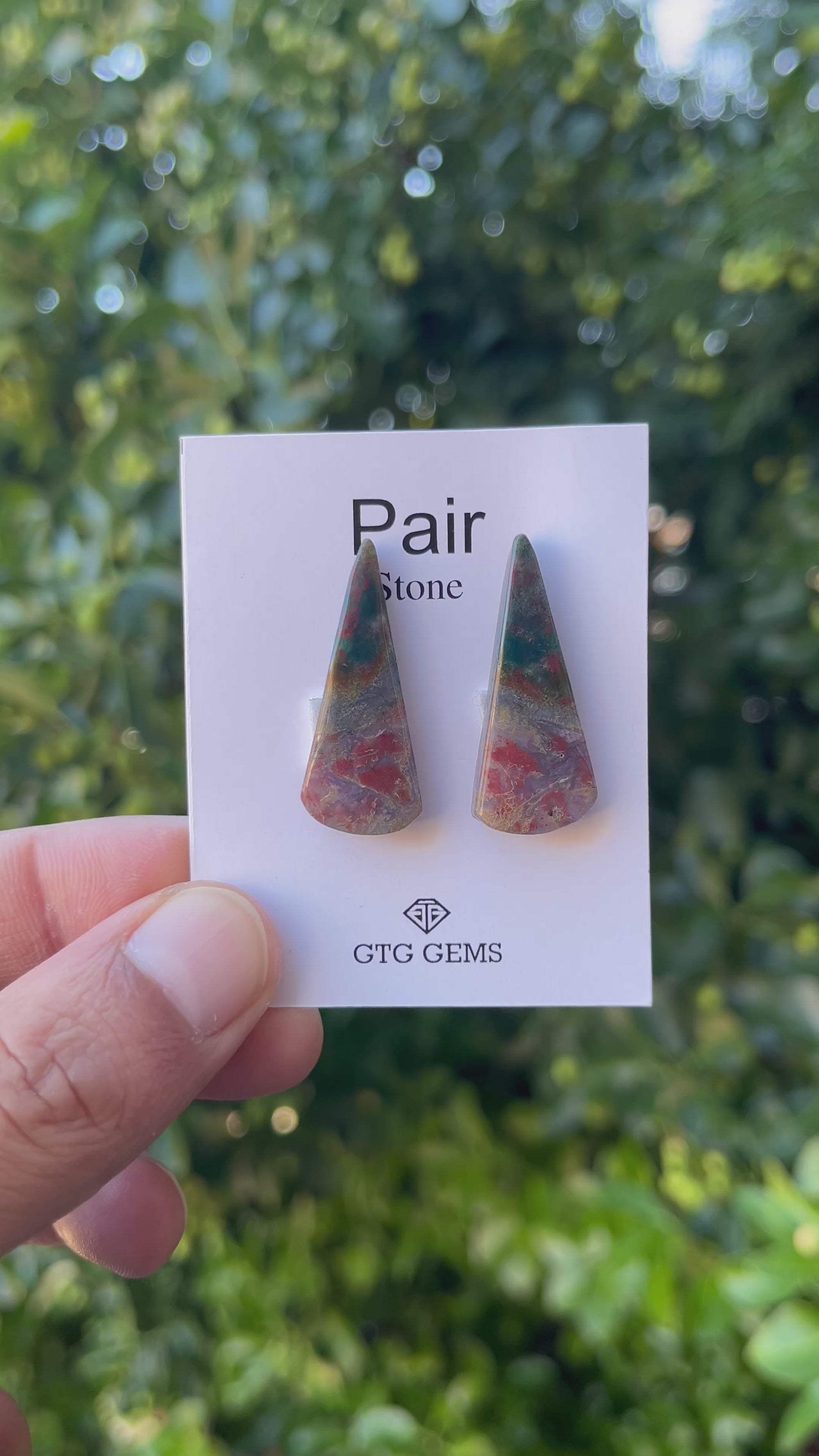 Blood Stone 32x13mm Matching Pair Cabochon Approximately 30 Carat (GTG-MBS-2)